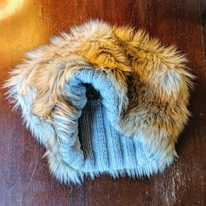 SALE! Faux fur & grey knit reversible scarf